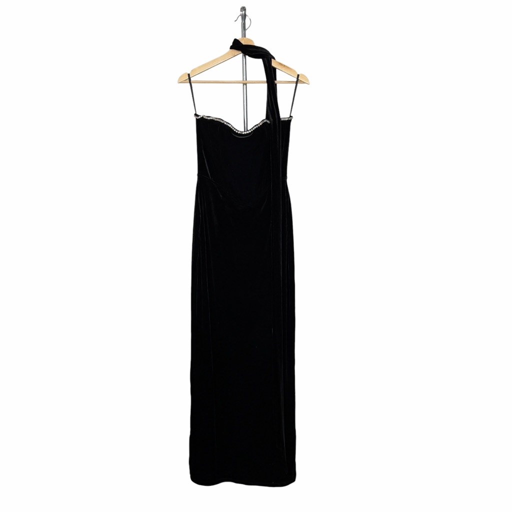 Khanum's Karyln Strapless Black Velvet Maxi Gown With Diamant Detail — image 2 of 8